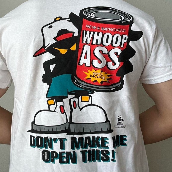 Vintage Whoop Ass Sportswear Graphics White Tee Shirt - Picture 3 of 5